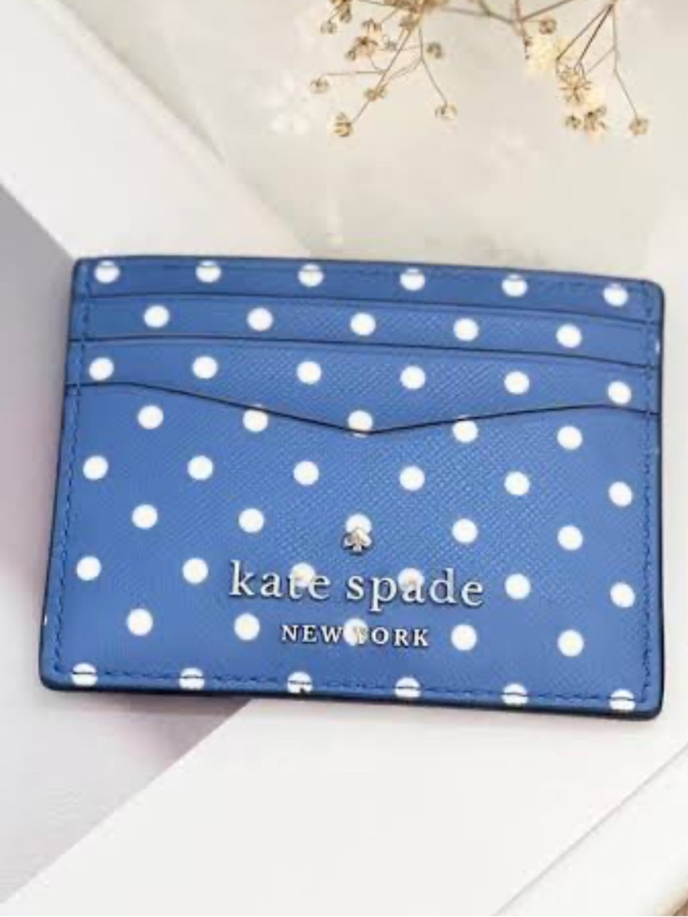 kate spade Blue with White Polka Dot Card Holder